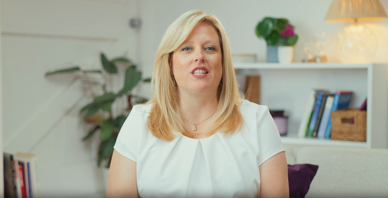 a woman sitting in a chair