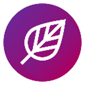 Un logotipo con un círculo blanco