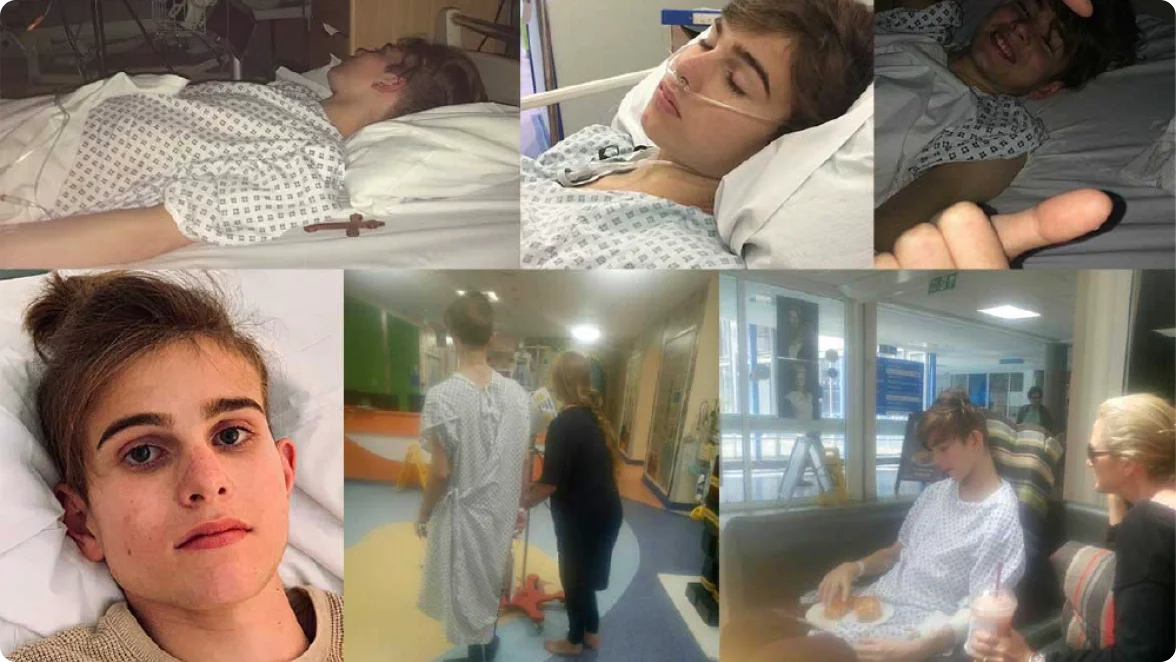 a collage of a person